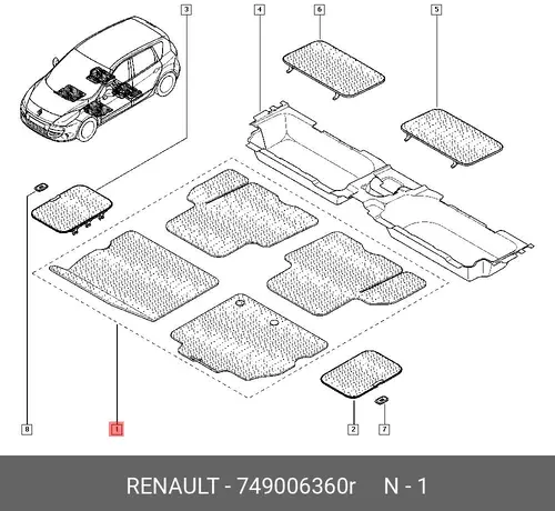 Коврики в салон RENAULT 749006360R