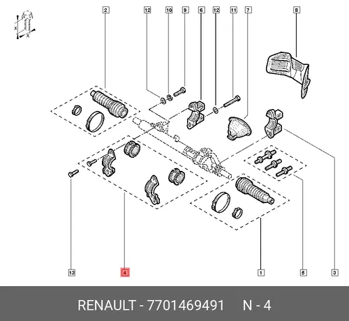  КОМП. КРЕПЛ. РУЛ. РЕЙКИ (6ШТ) 7701469491 RENAULT