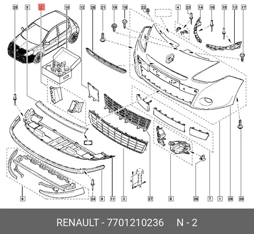 КОМП НАКЛАДОК ПЕР БАМПЕРА (2 ШТ ПЛАС) 7701210236 RENAULT