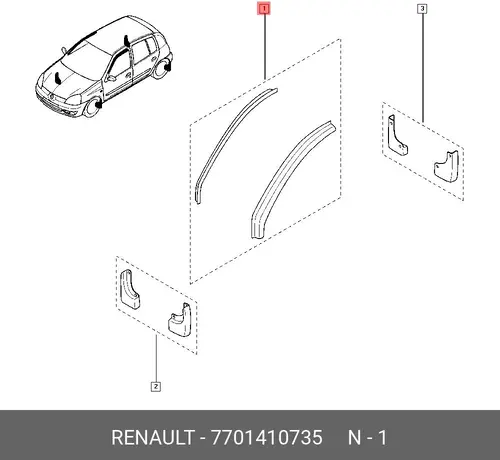 КОМП ОБТЕКАТЕЛЕЙ СТЕКОЛ 2ШТ (ПЛАС) 7701410735 RENAULT