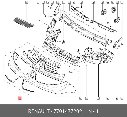 Решетка радиатора RENAULT 7701477202