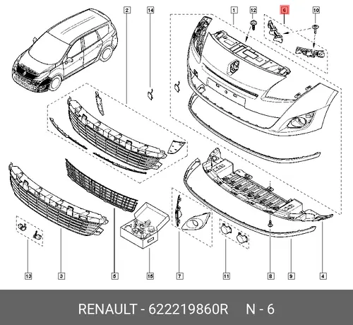 КРОНШТЕЙН БАМПЕРА СЦЕНИК 622219860R RENAULT