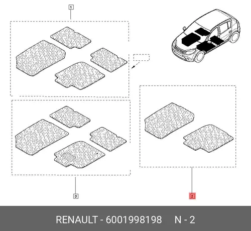 Коврики в салон RENAULT 6001998198