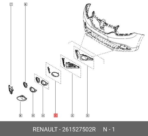 КОМПЛ НАКЛАДОК ПТФ 2ШТ (ПЛАС) 261527502R RENAULT