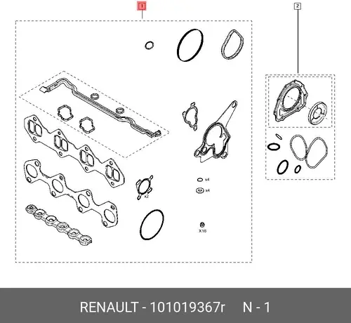 КОМПЛ ПРОКЛАДОК ДВС 101019367R RENAULT