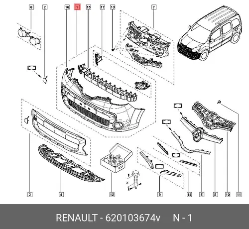  КОМПЛ БАМПЕРА ПЕР 4ШТ (ПЛАС)/COLLECTION 620103674V RENAULT