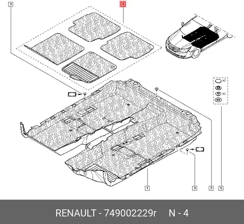 Коврики в салон RENAULT 749002229R