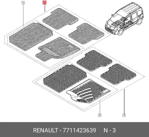 Коврики в салон RENAULT 7711423639