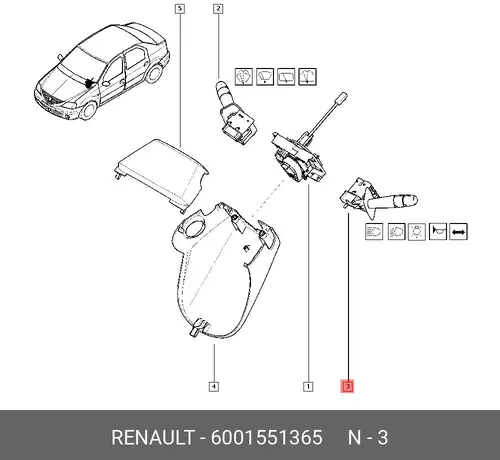 Переключатель подрулевой RENAULT 6001551365