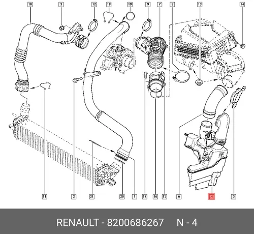  КОРПУС ВОЗД. РЕЗОНАТОРА (ПЛАС) 8200686267 RENAULT