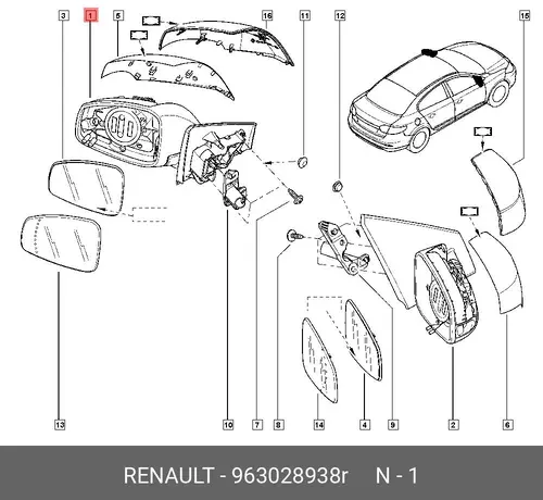 зеркало! левое\ Renault Logan 05-08 963028938R