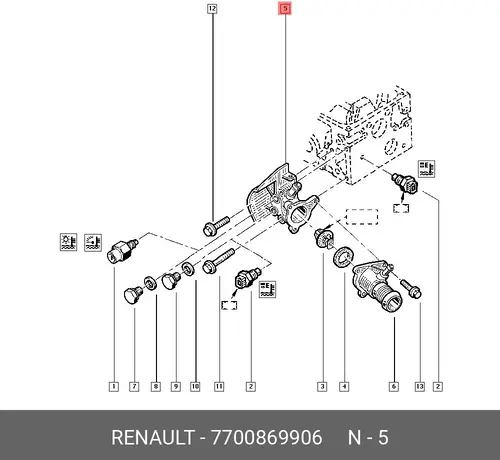 Термостат системы охлаждения RENAULT 7700869906