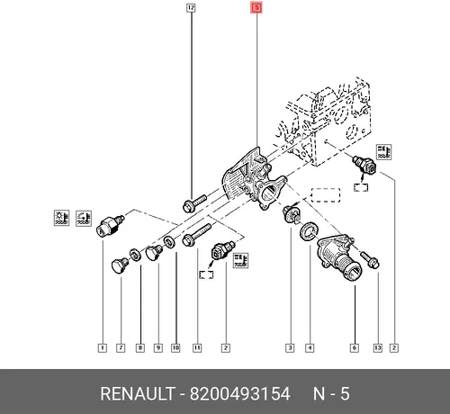 Термостат системы охлаждения RENAULT 8200493154
