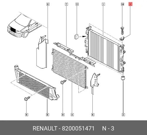  ОПОРА РАДИАТОРА RENAULT 8200051471