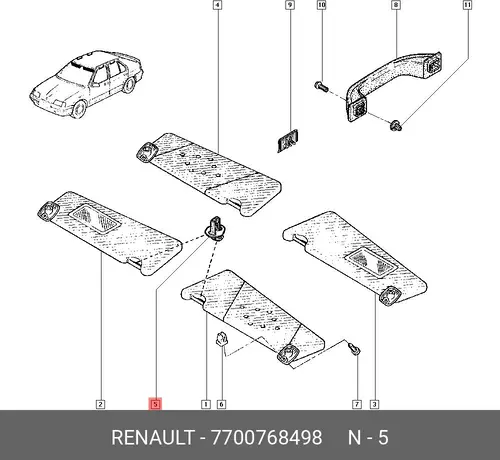 КРЕПЛЕНИЕ СОЛНЕЧН. КОЗЫРЬКОВ ( 7700768498 RENAULT