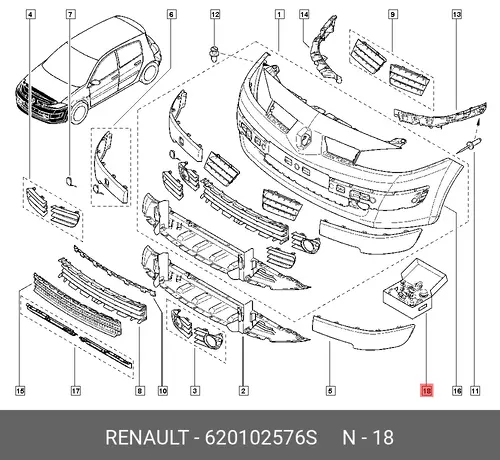  ПИСТОНЫ БАМП. ПЕР. MEGANE КОМП. 620102576S RENAULT