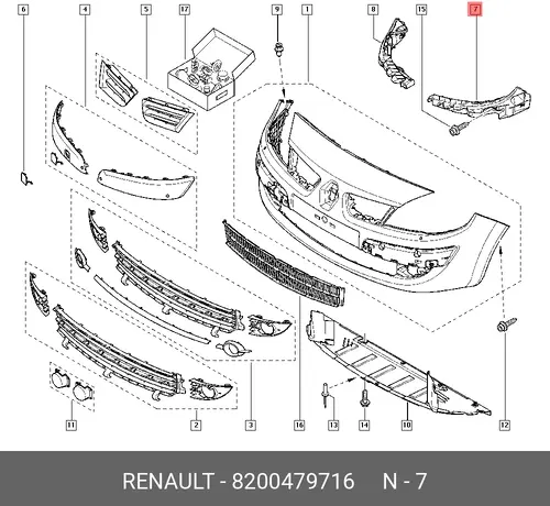 КРОНШТ. БАМП. ПЕР. ЛЕВ. СЦЕНИК 2 8200479716 RENAULT