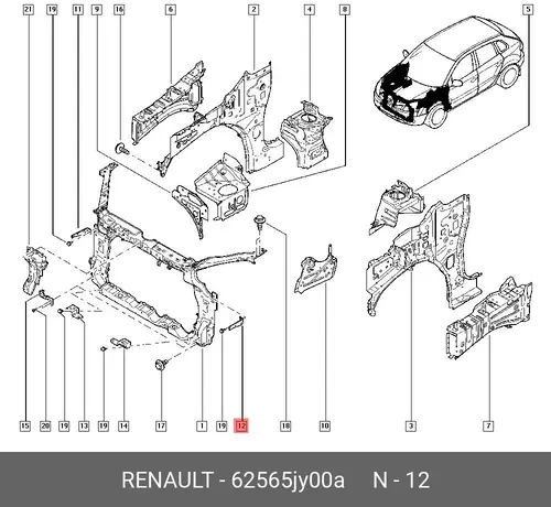 КРОНШТЕЙН БАМПЕРА (МЕТ) 62565JY00A RENAULT