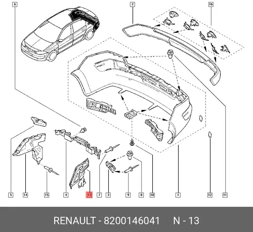 кронштейн бампера!\ Renault 8200146041
