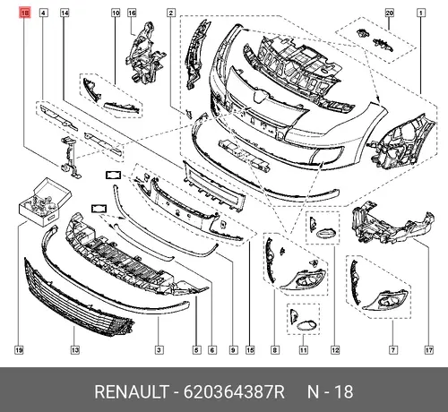 Усилитель бампера RENAULT 620364387R