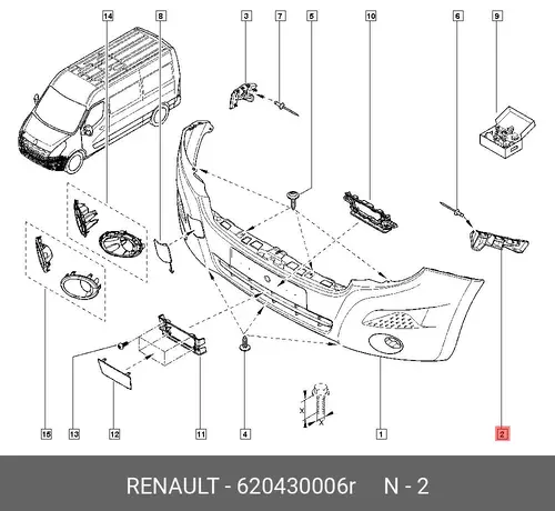 КРОНШТ. БАМП. ПЕР. ЛЕВ. MASTER 620430006R RENAULT