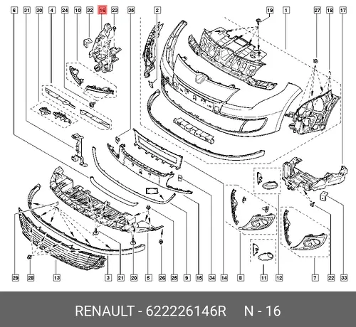 кронштейн бампера пер.! прав.\ Renault 622226146R