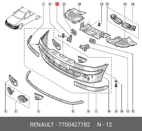 КРОНШТЕЙН БАМПЕРА (RENAULT) 7700427782