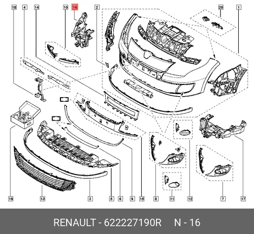 КРОНШТЕЙН БАМПЕРА ПЕР ПРАВ (ПЛАС) 622227190R RENAULT