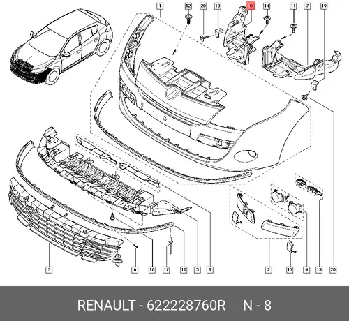 кроншт. бампера пер прав!\ Renault 622228760R