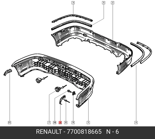 КРОНШТЕЙН БАМПЕРА, ЛЕВ (ПЛАС.) 7700818665 RENAULT