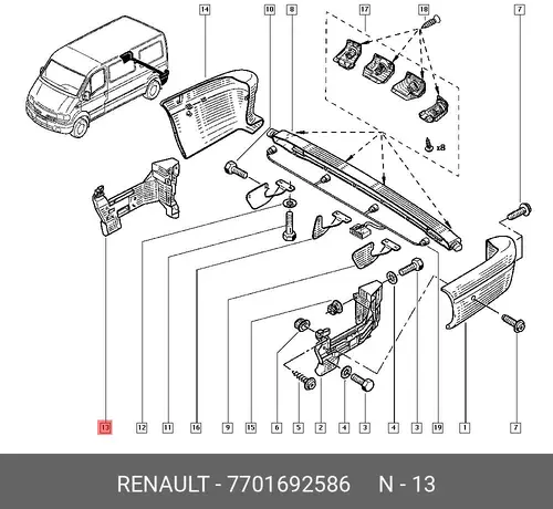 КРОНШТЕЙН ЗАДНЕГО БАМПЕРА (ПЛАС) 7701692586 RENAULT
