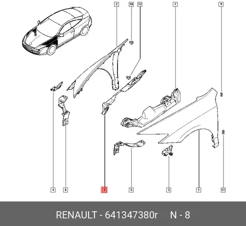 КРОНШТЕЙН КРЫЛА 641347380R RENAULT