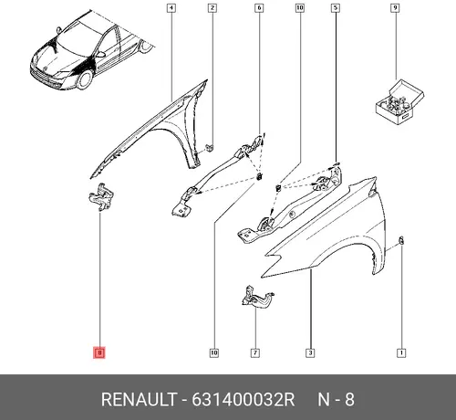 КРОНШТЕЙН КРЫЛА (МЕТ) 631400032R RENAULT
