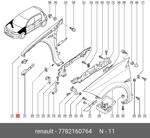 КРОНШТЕЙН КРЫЛА (МЕТ) 7782160764 RENAULT