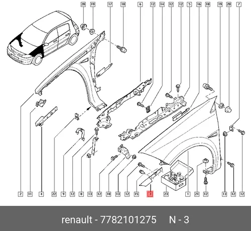  КРОНШТЕЙН КРЫЛА МЕТ 7782101275 RENAULT