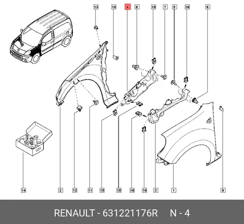  УСИЛИТЕЛЬ КРЫЛА 631221176R RENAULT