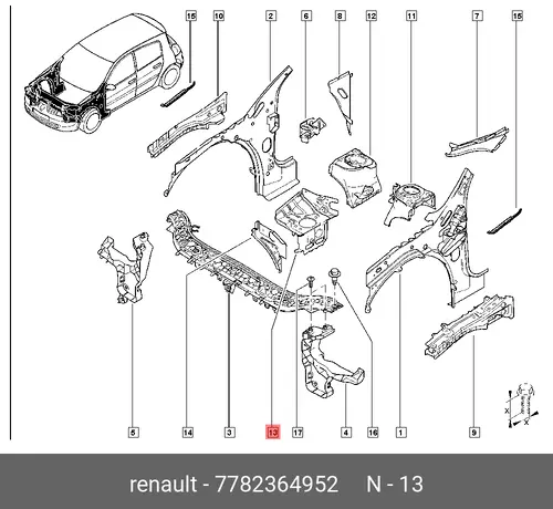 КРОНШТЕЙН ОПОРЫ ДВИГАТЕЛЯ (МЕТ) 7782364952 RENAULT