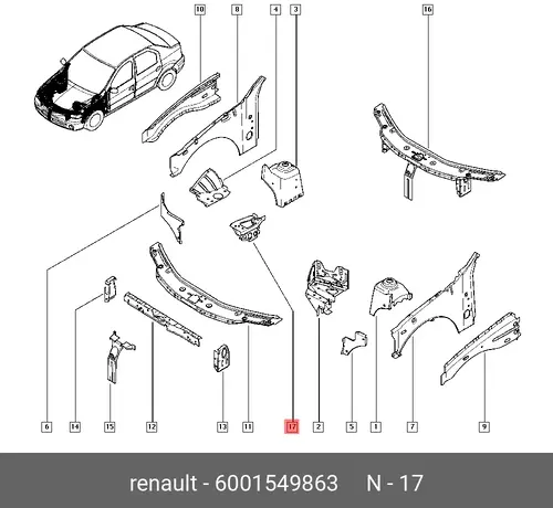 6001549863 Кронштейн опоры двигателя правый (Ларгус) RENAULT