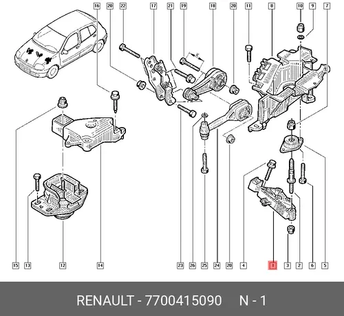 КРОНШТЕЙН ОПОРЫ ДВИГАТЕЛЯ (МЕТ) 7700415090 RENAULT