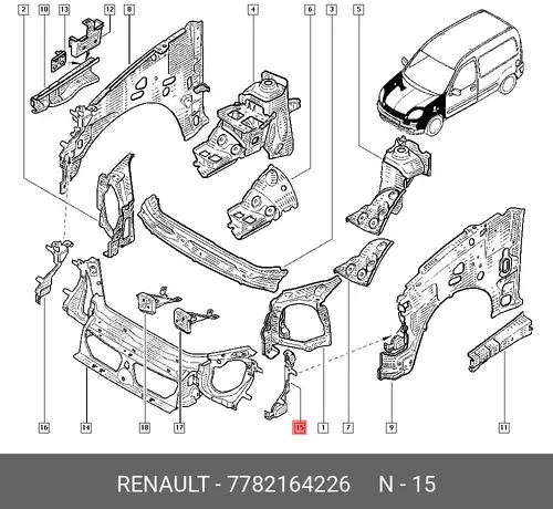 КРОНШТЕЙН ПЕРЕДНЕЙ ПАНЕЛИ (МЕТ) 7782164226 RENAULT