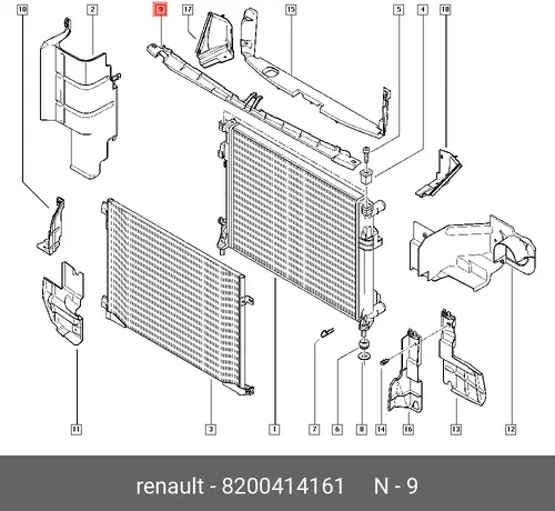 КРОНШТЕЙН РАДИАТОРА (МЕТ) 8200414161 RENAULT