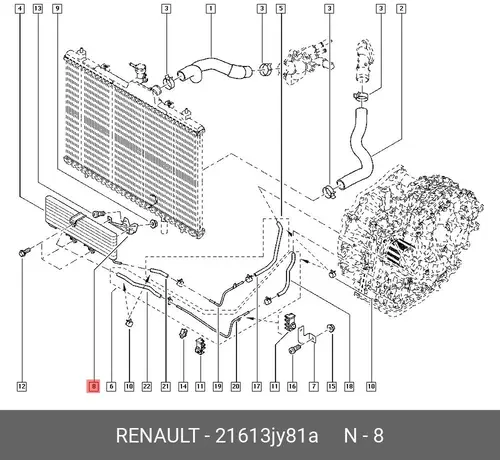 КРОНШТЕЙН РАДИАТОРА КП (МЕТ) 21613JY81A RENAULT