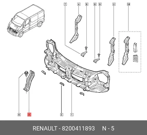 КРОНШТЕЙН РЕШЕТКИ РАДИАТОРА (МЕТ) 8200411893 RENAULT