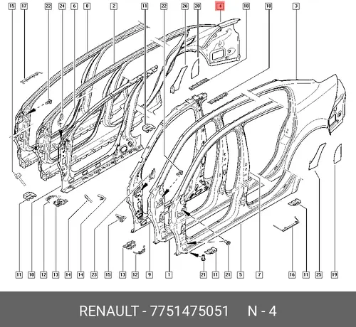 Крыло RENAULT 7751475051