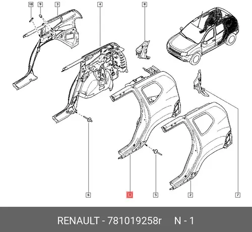 Крыло RENAULT 781019258R