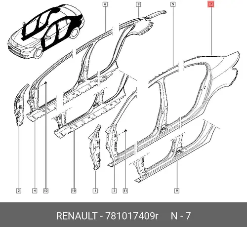 Крыло RENAULT 781017409R
