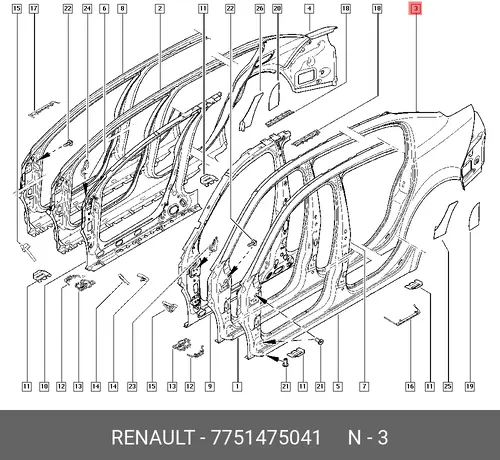 Крыло RENAULT 7751475041