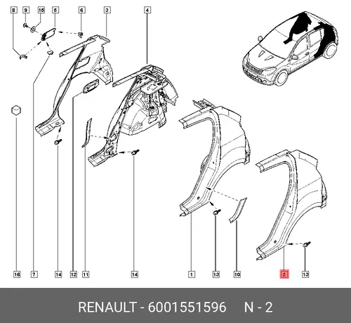 Крыло RENAULT 6001551596