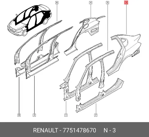 Крыло RENAULT 7751478670
