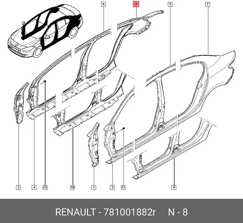 Крыло RENAULT 781001882R